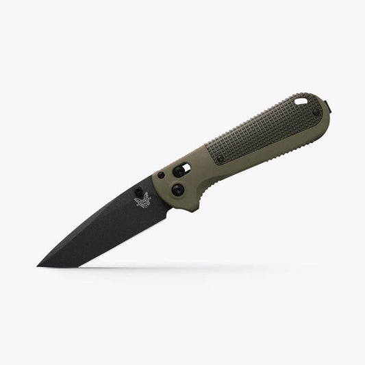 Benchmade Redoubt 431BK-1 front view, 3.53″ Cerakote CPM-D2 tanto folding knife