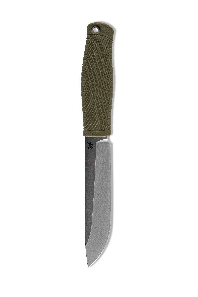 Benchmade 202 Leuku checkered Santoprene handle with lanyard hole