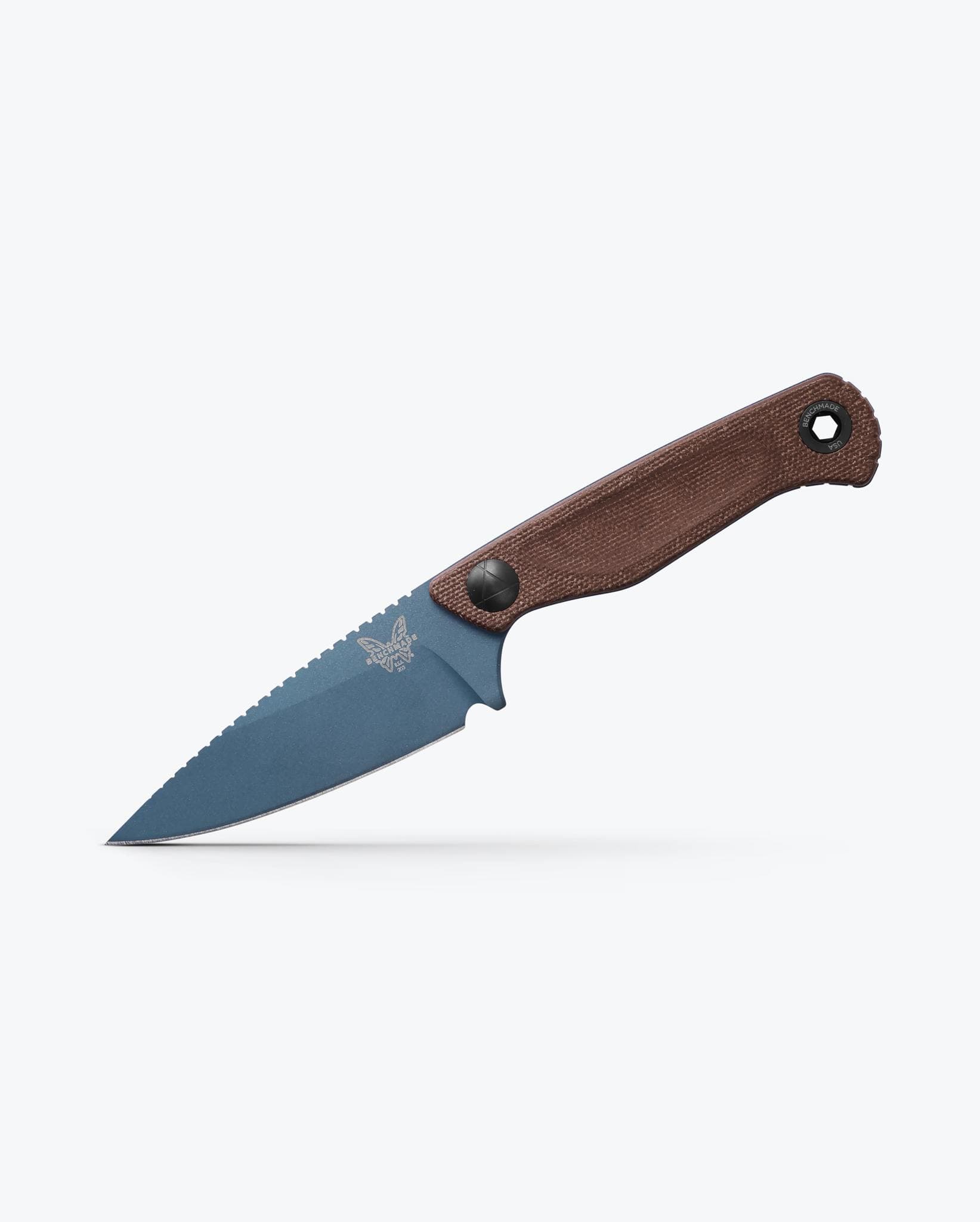 Benchmade Dacian 203BT-03 blade detail – CPM-MagnaCut Blue Cerakote spear point