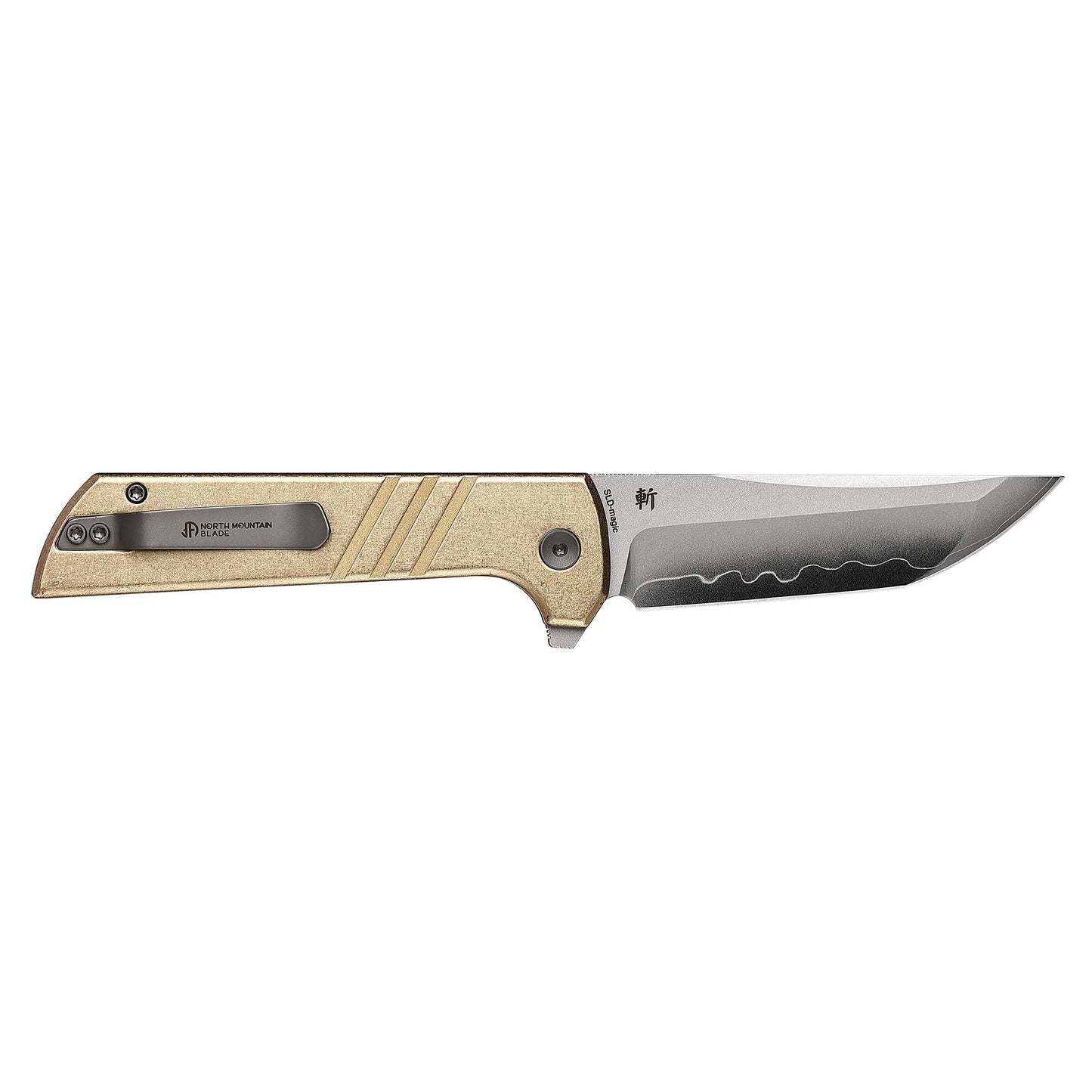 North Mountain Blade Chop 2 Stripe 2403-S aluminum bronze striped handle scales