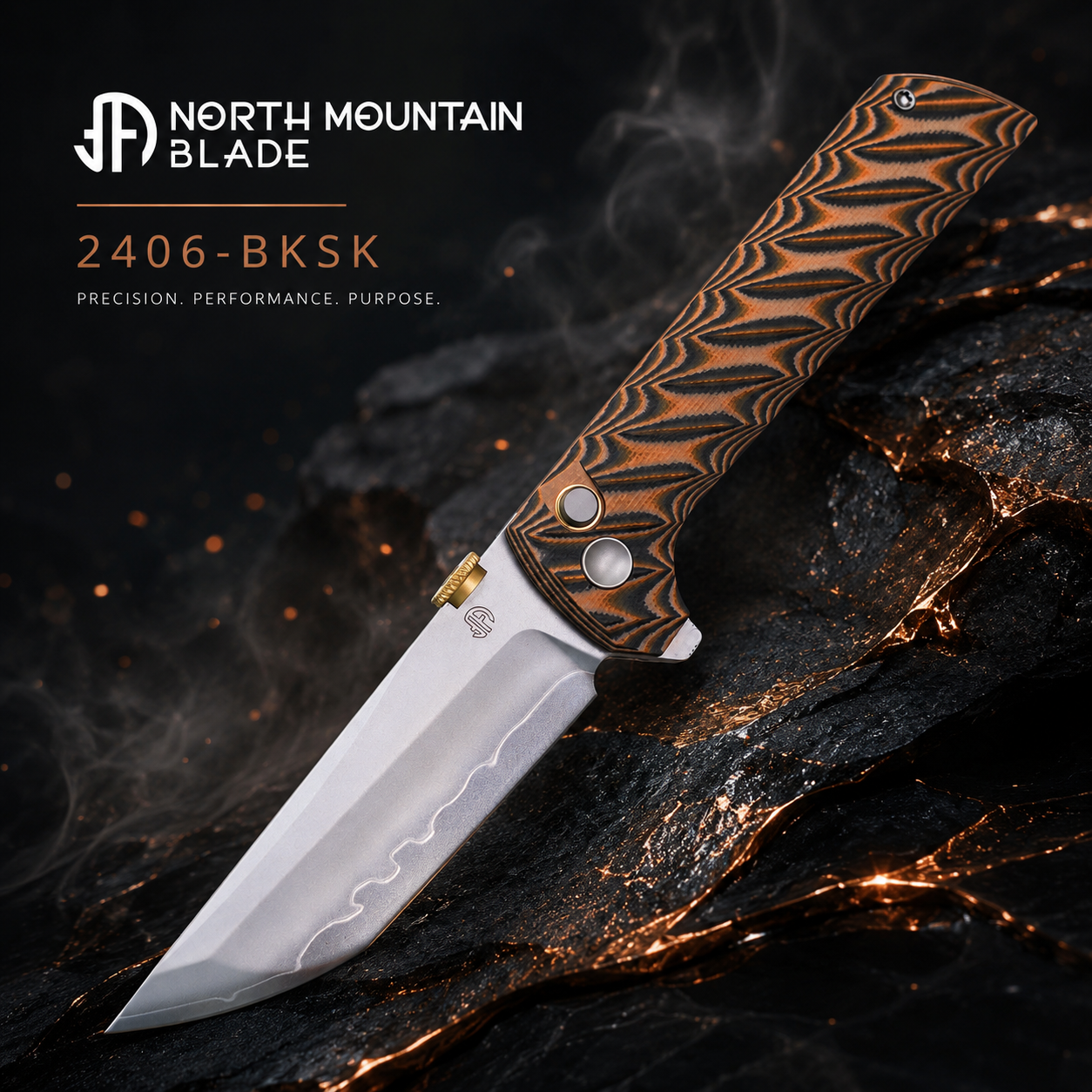 North Mountain Blade CHOP 2 2406-BKSK front view – 3.5" SLD-Magic tanto folding knife