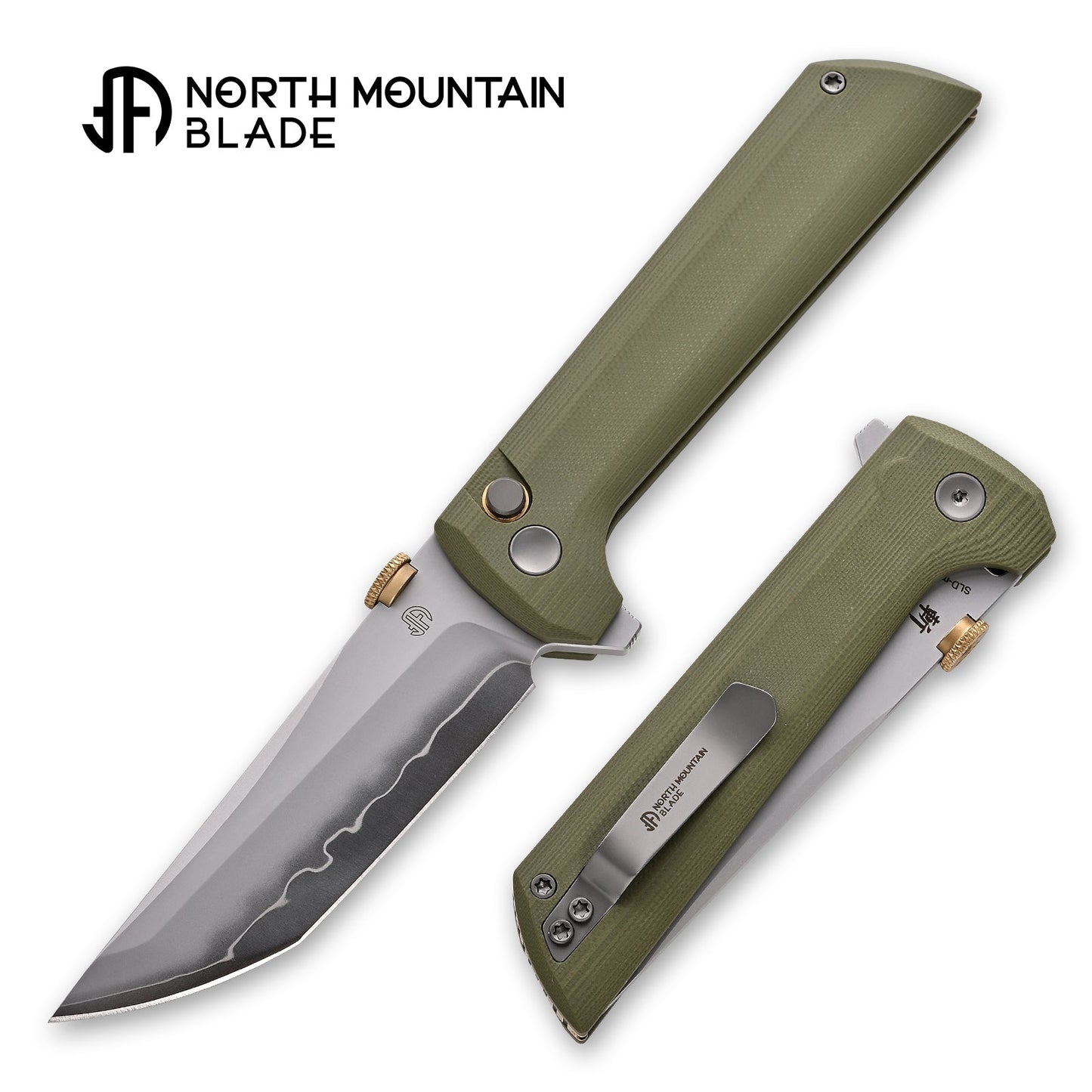 North Mountain Blade CHOP2 2406-GR Green G10 handle detail