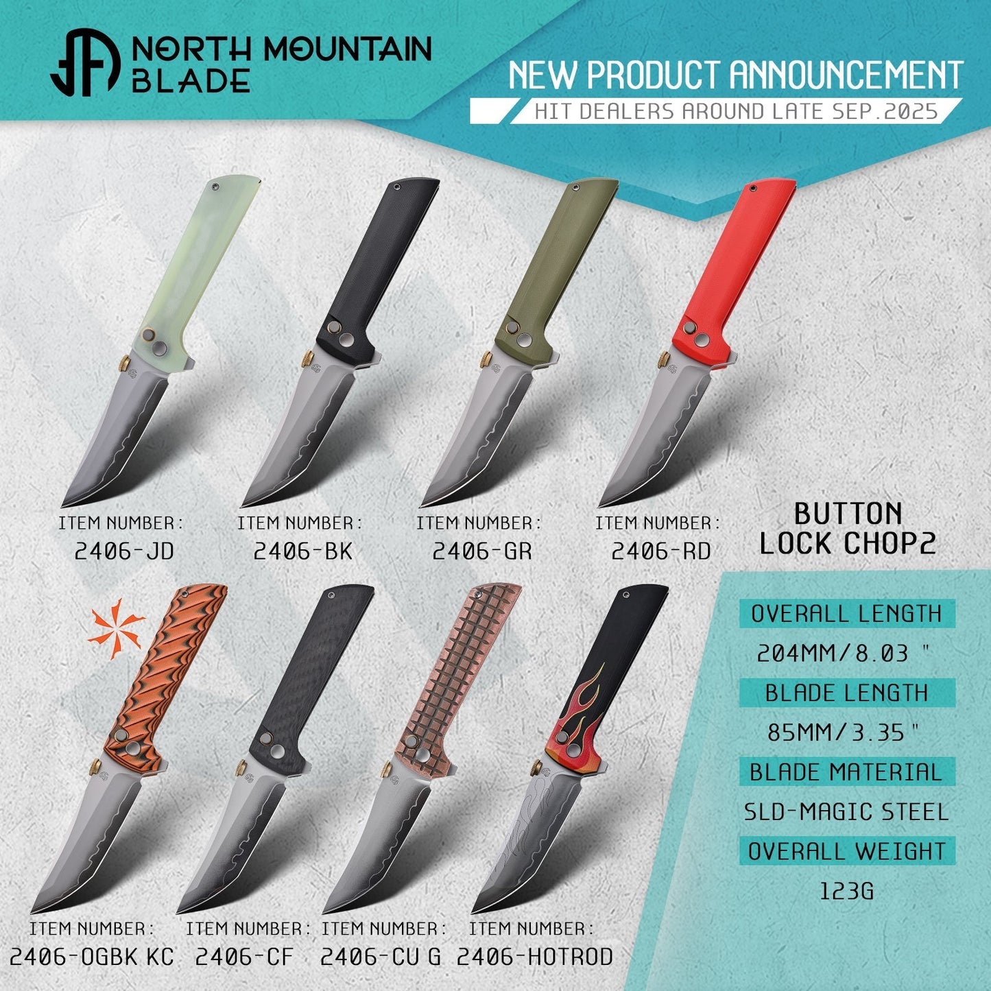 North Mountain Blade CHOP2 2406-GR button lock detail