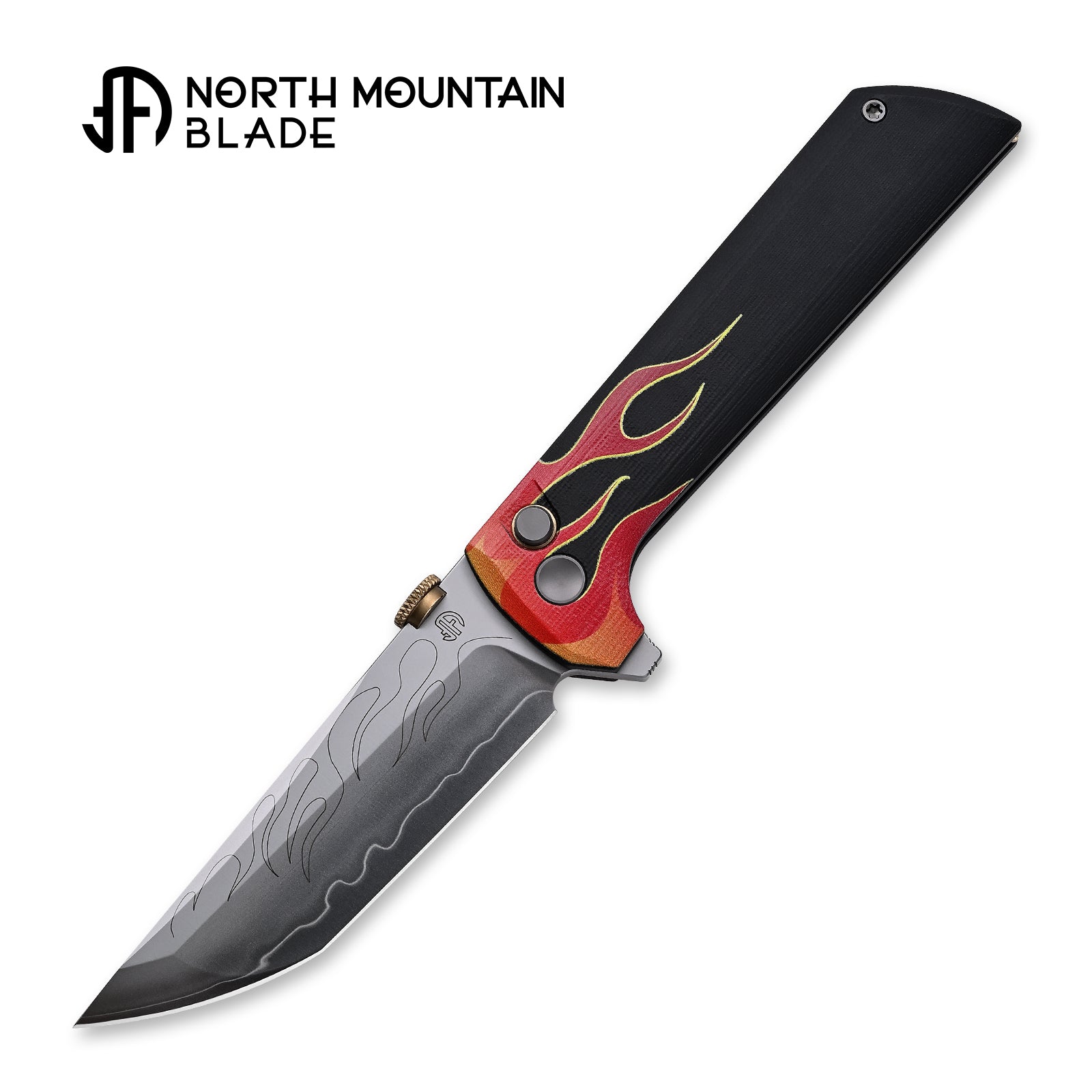 North Mountain Blade Chop 2 Hot Rod 2406-HotRod flame G10 handle scales