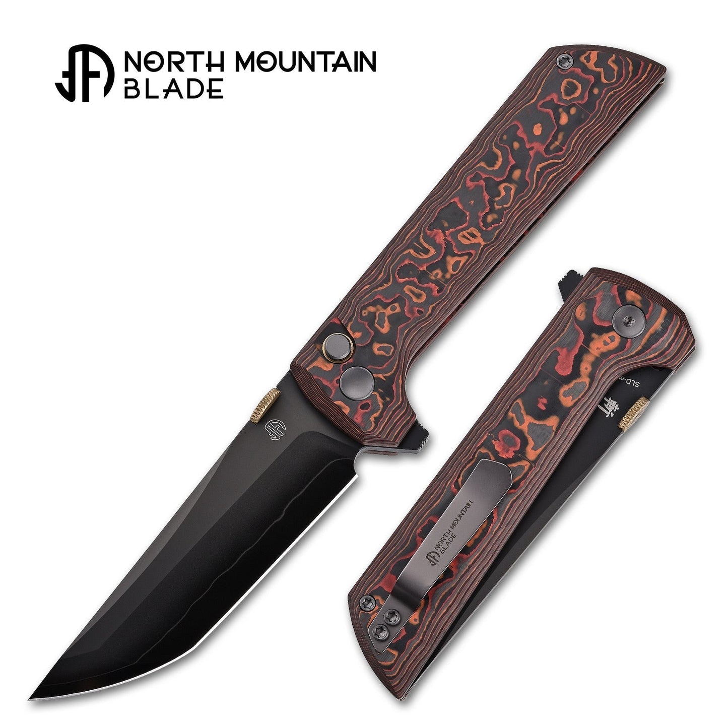 North Mountain Blade 2406-ORCF-DLC blade detail – DLC-coated SLD-Magic tanto