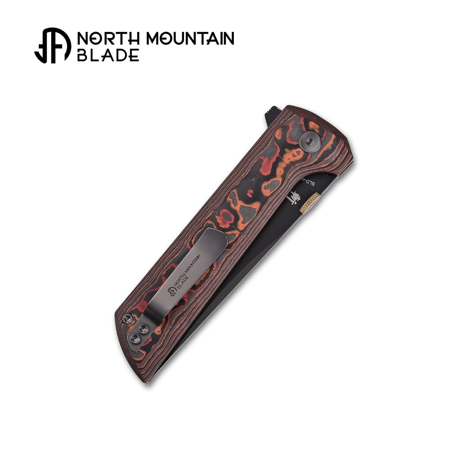 North Mountain Blade 2406-ORCF-DLC red ceramic carbon fiber handle scales