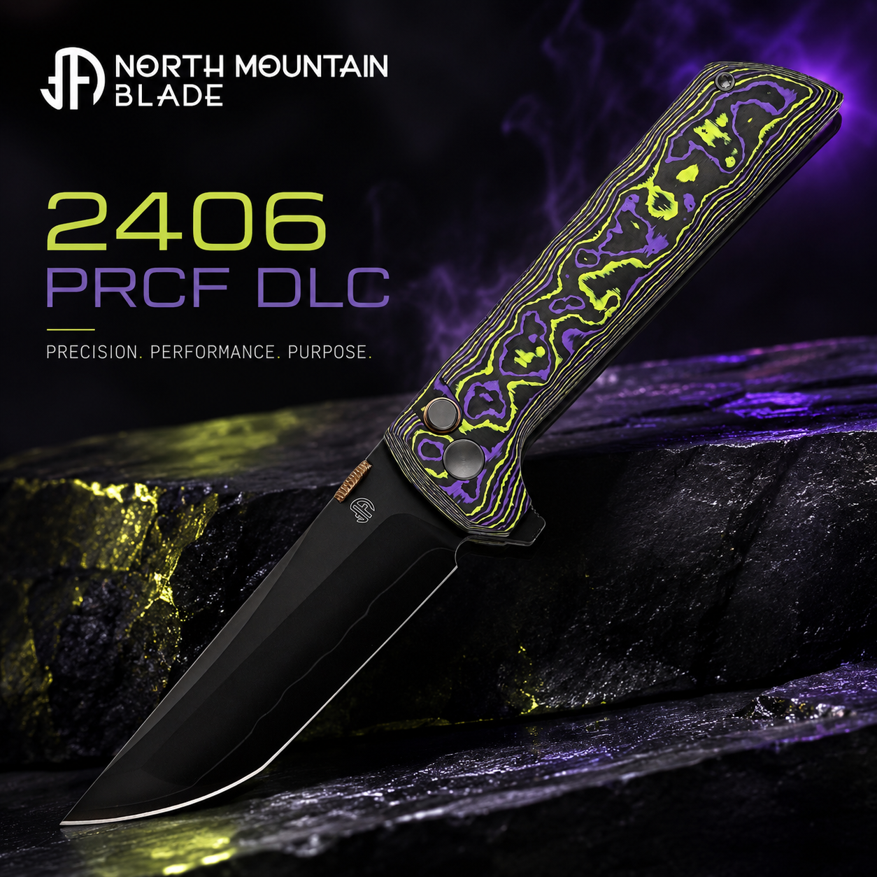 North Mountain Blade CHOP 2 2406-PRCF-DLC front view – 3.5" DLC SLD-Magic tanto folding knife