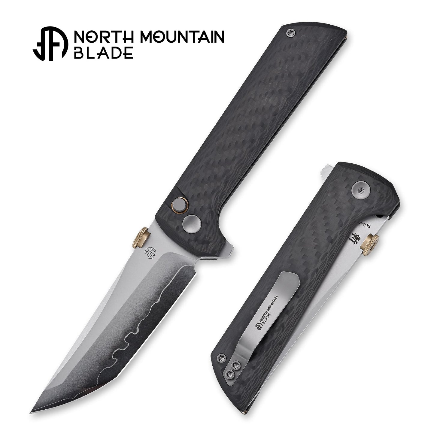 North Mountain Blade Chop 2 2406CF open position showing SLD-Magic tanto blade