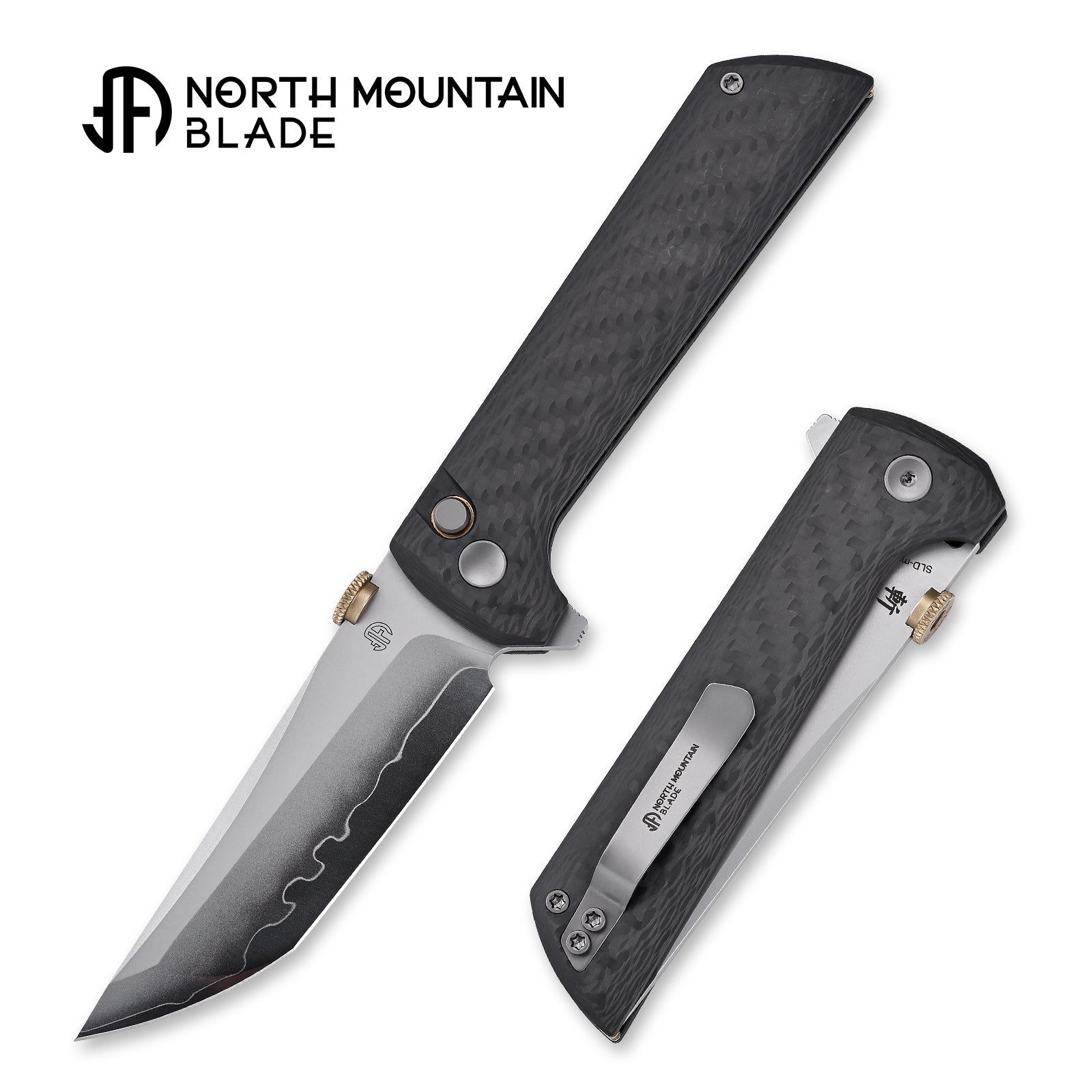 North Mountain Blade Chop 2 2406CF open position showing SLD-Magic tanto blade
