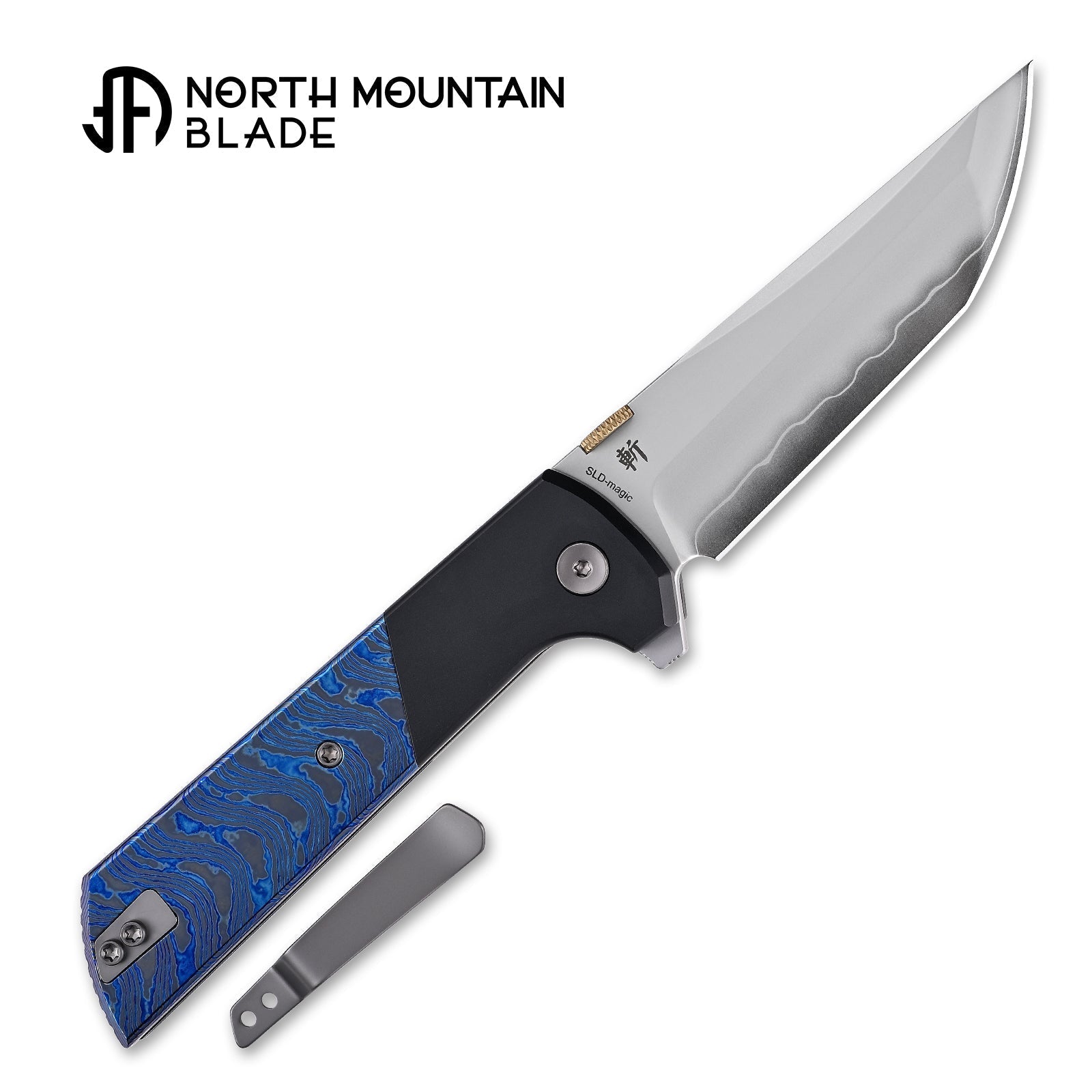 North Mountain Blade 2407-ZRDM button lock mechanism and CNC 7075 aluminum frame detail