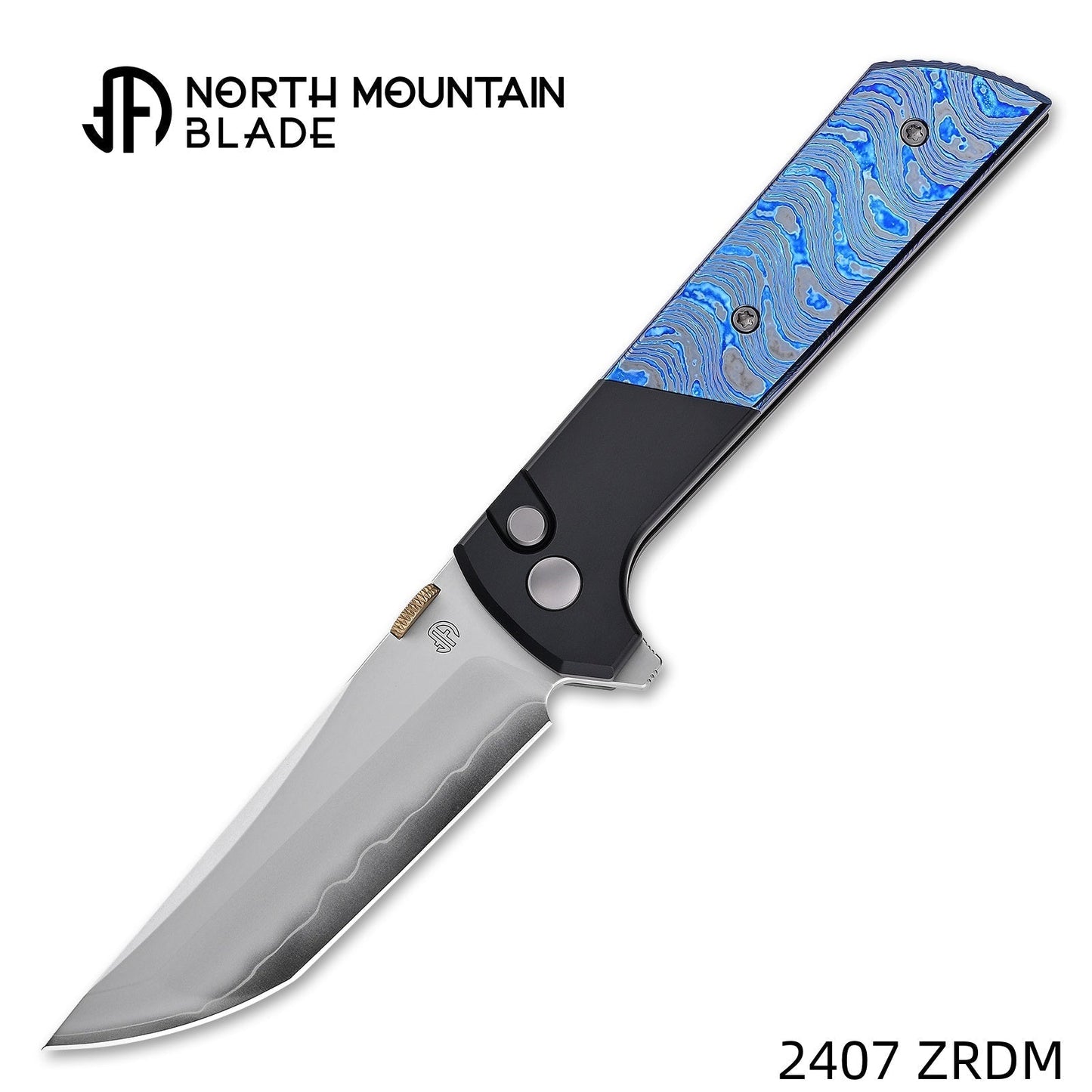 North Mountain Blade 2407-ZRDM open position showing SLD-Magic tanto blade and 7075 aluminum handle