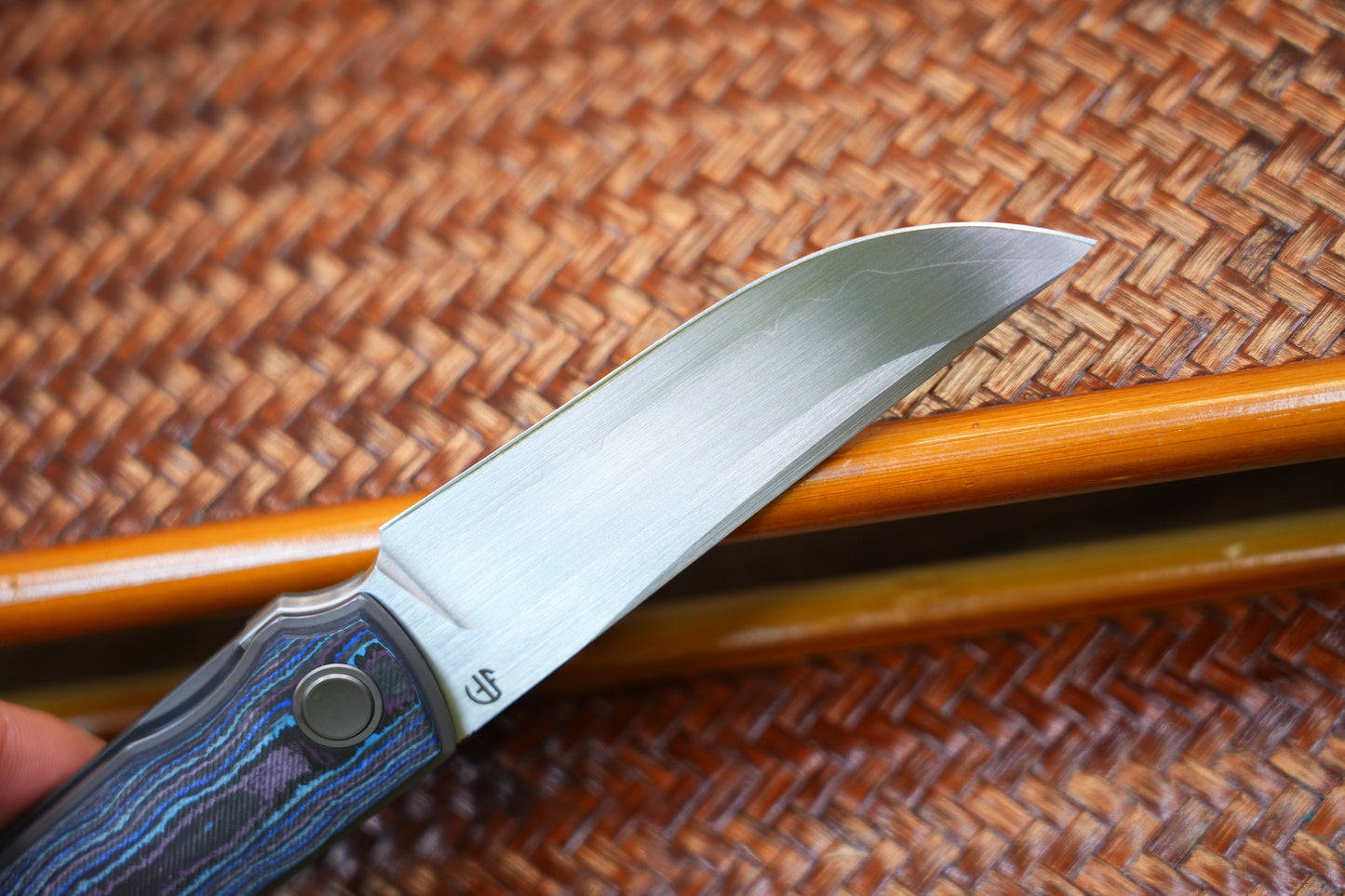 North Mountain Blade CHOP 4 Front Flipper 2412-BLCF open position showing SLD San Mai tanto blade