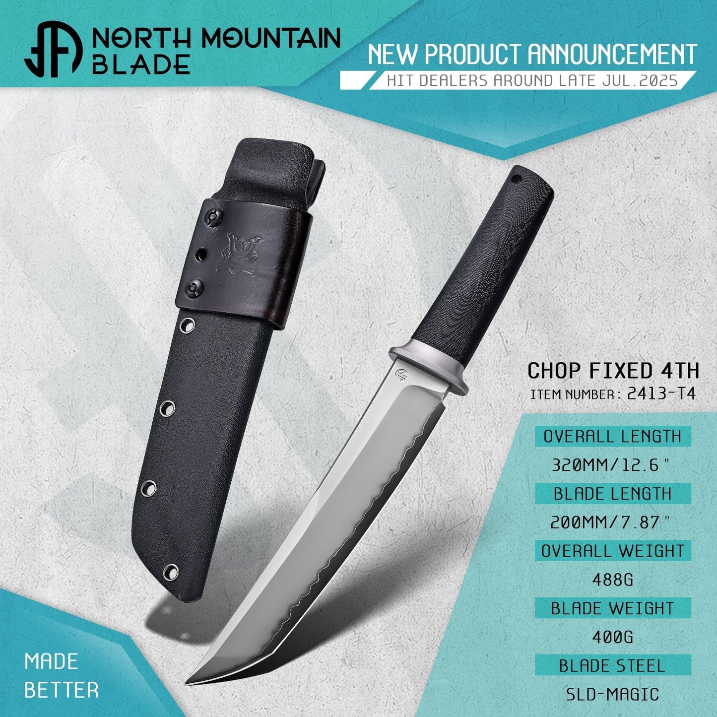 North Mountain Blade Chop Fixed 4th 2413-T4 full tang construction detail