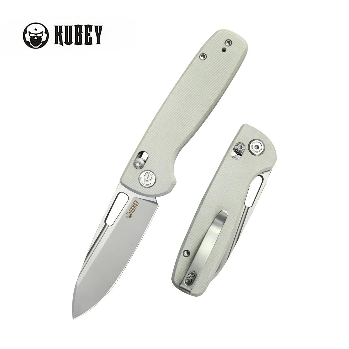 Kubey Bluff 3.19" Sandvik 14C28N White G-10 KUB248C