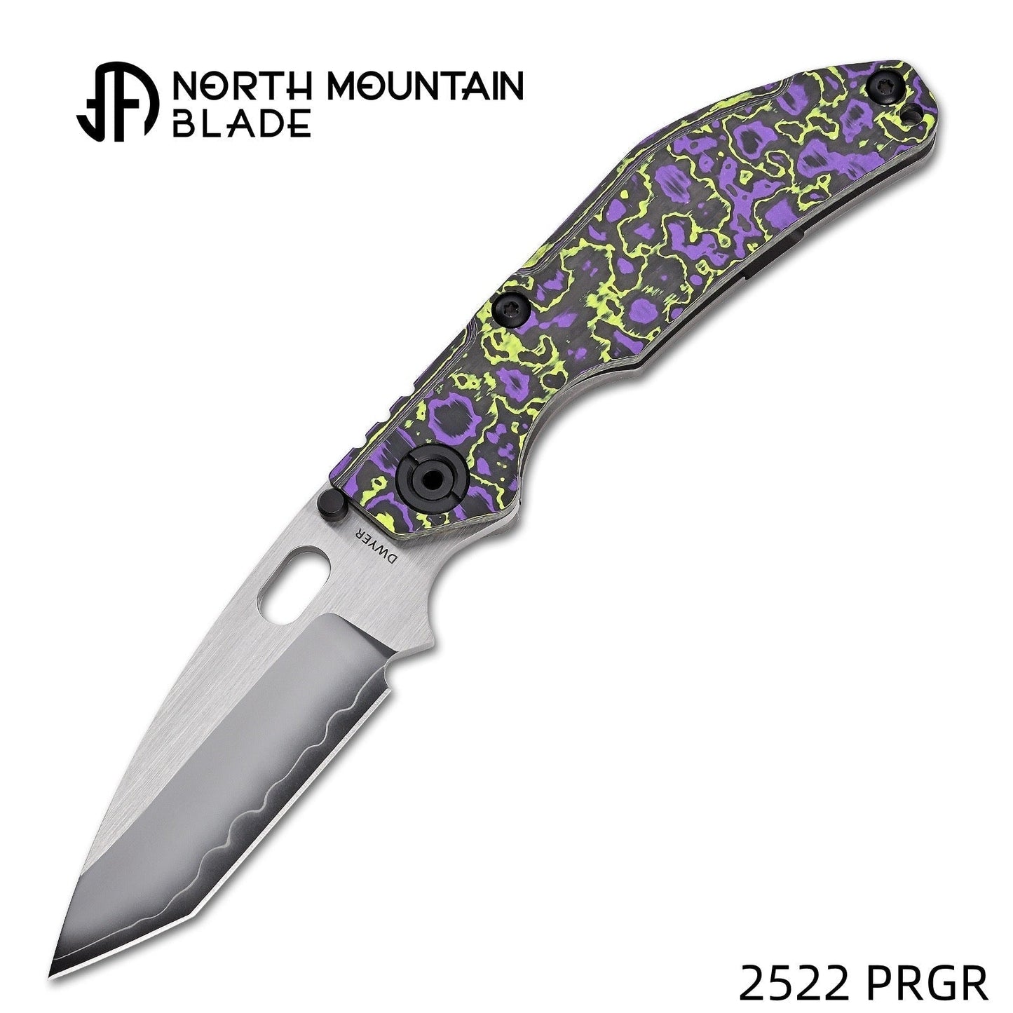 North Mountain Blade BBNM 2522-PRGR front view – 3.54" satin SLD tanto folding knife