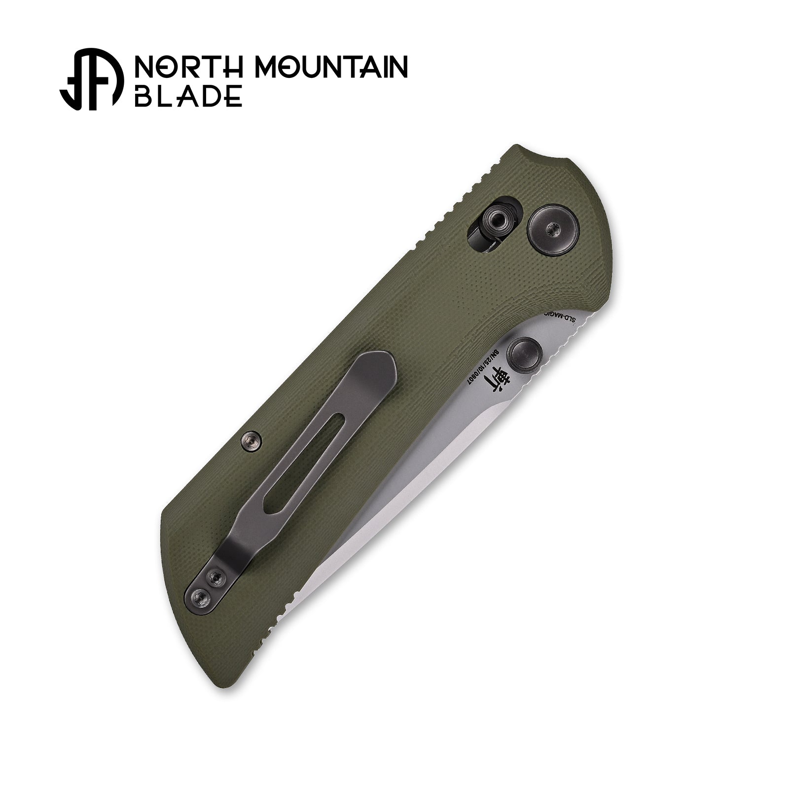 North Mountain Blade Chop Crossbar Lock 2532-GR blade detail – 3.58" SLD-Magic tanto
