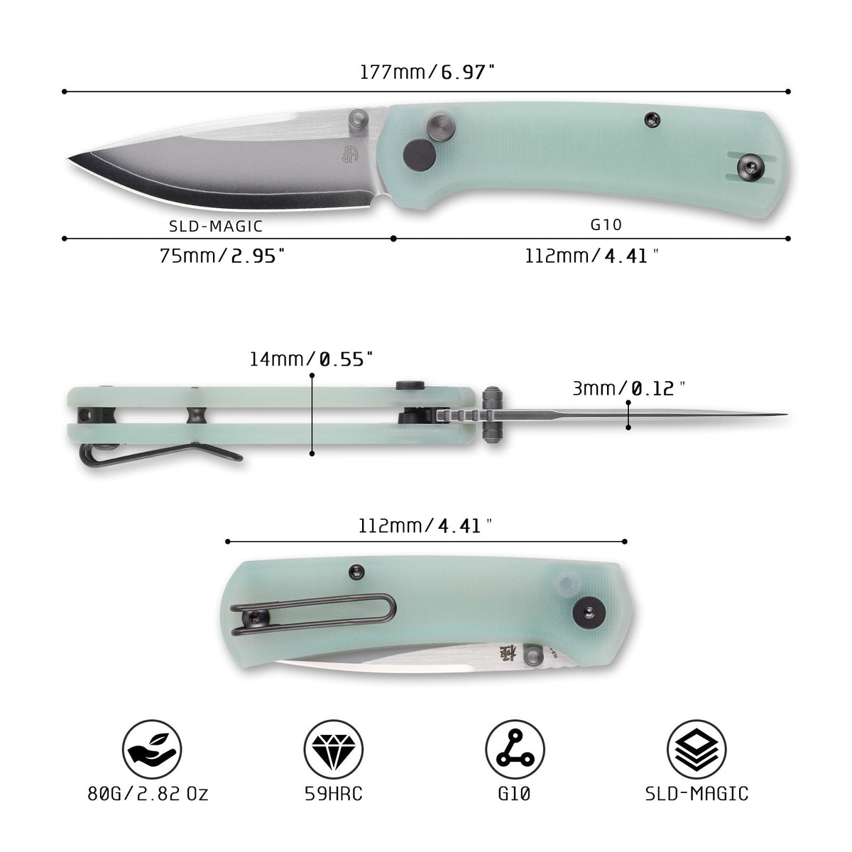 North Mountain Blade Ultra Mini 2628-JD dimensions – 2.95" blade, 6.97" overall
