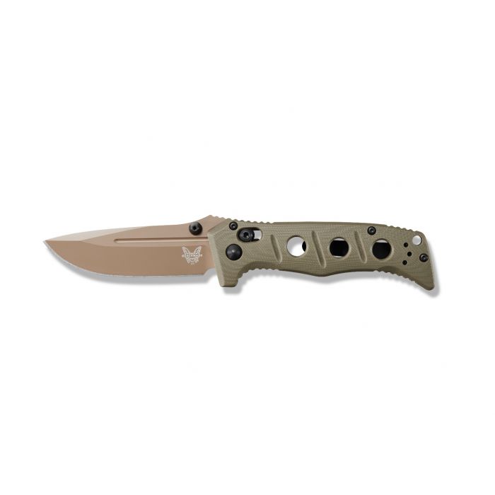 Benchmade 273FE-2 Mini Adamas open position showing CruWear drop point blade