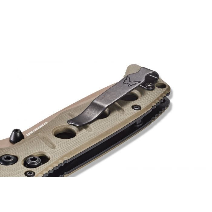 Benchmade 273FE-2 Mini Adamas blade detail, Flat Earth CruWear drop point