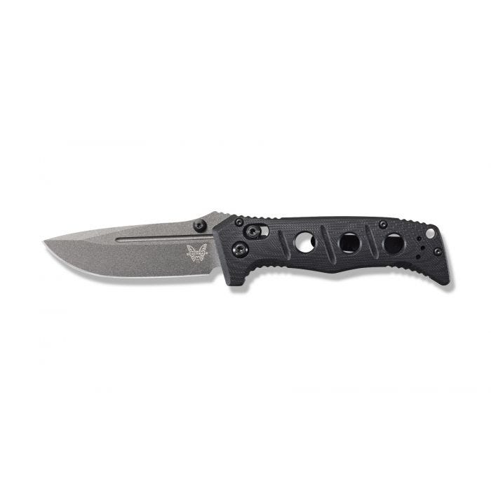 Benchmade 273GY-1 Mini Adamas open position showing CruWear drop point blade