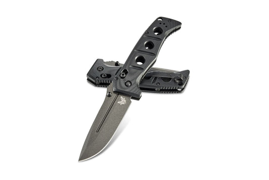 Benchmade 275GY-1 Adamas front view, 3.78″ grey CruWear drop point folding knife