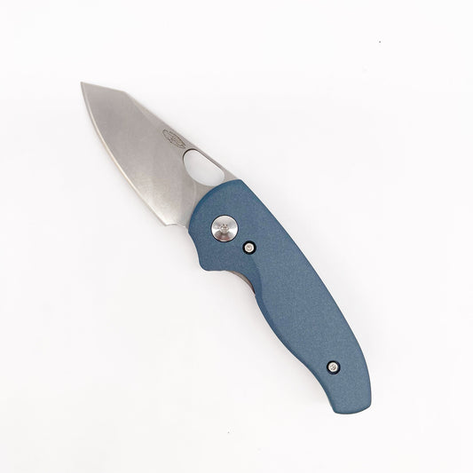 TRM Holier Nerd 2.2" MagnaCut Blade Blue Cerakote Titanium 3D Contoured Handles Deep Carry Clip USA Made