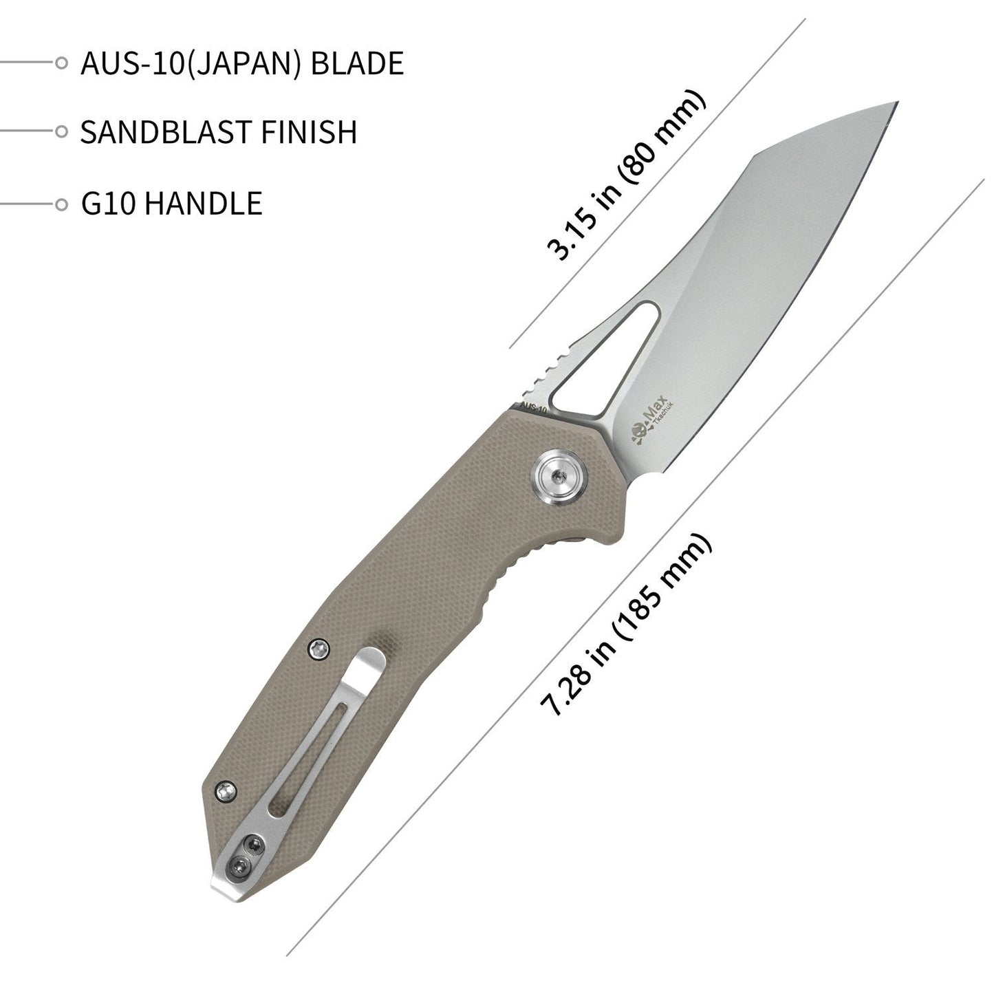Kubey Knife Vagrant Liner Lock Folding Knife 3.15in AUS-10 Steel Blade G10 Handles - KU291B