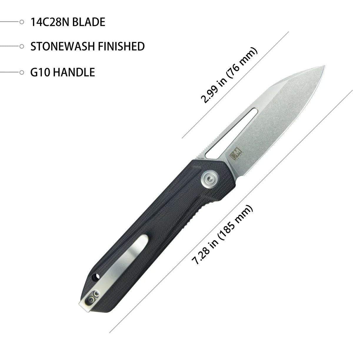 Kubey Knife Royal 2.99" 14C28N Black G10 KUB321P