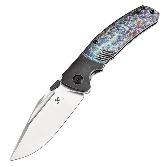 Kansept Hinterland 3.58" CPM S35VN Blackwash Titanium + Lightning Strike Finished Titanium Inlay Black,Blue K1057A5