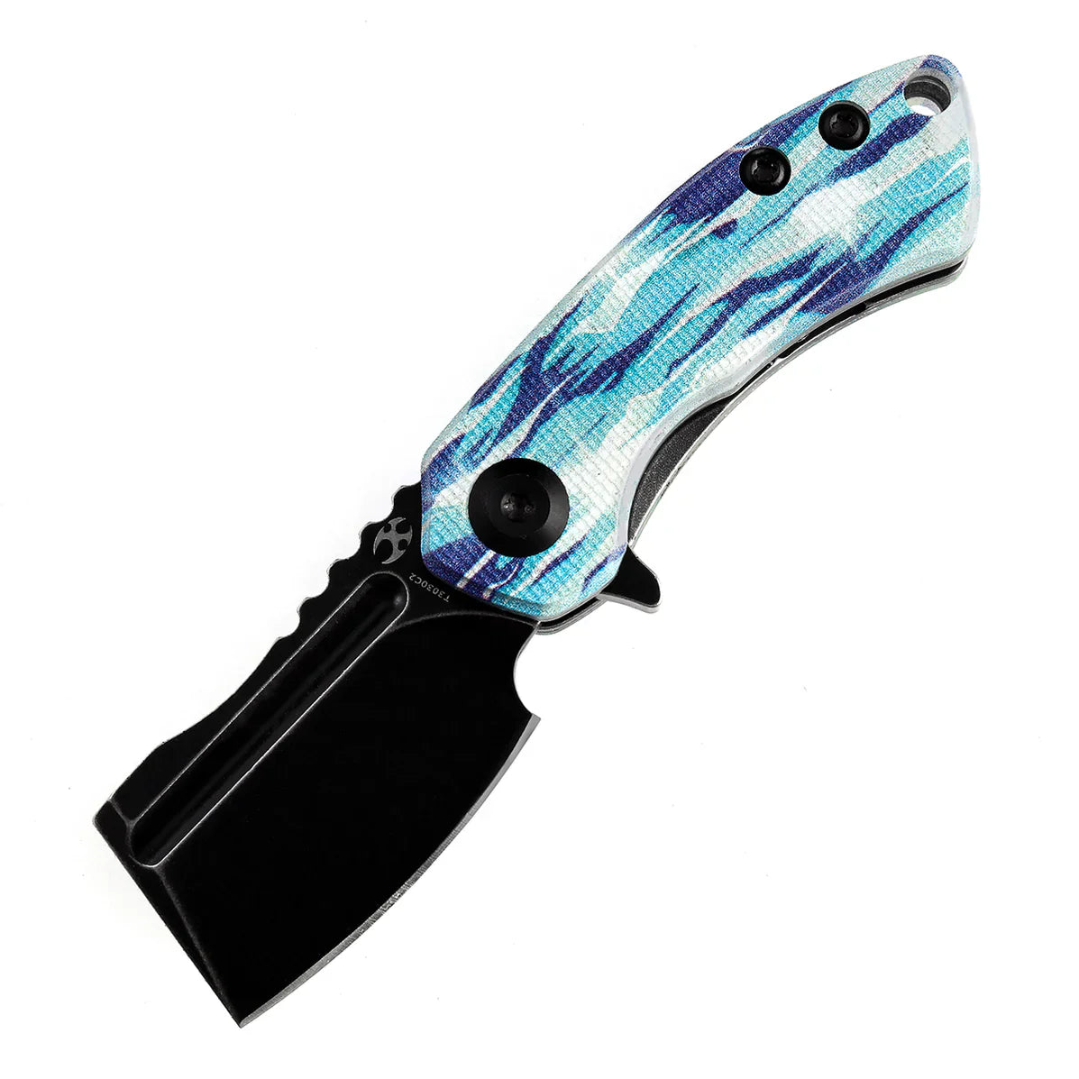 Kansept Mini Korvid 1.45" Stonewashed 154CM Jade G10 with Icicle Camo Jade、Blue、Black T3030C2