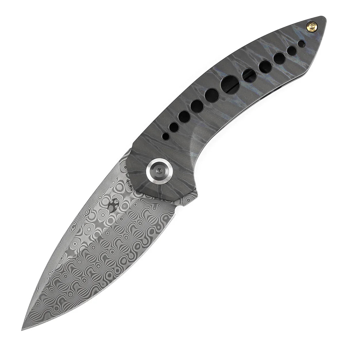 Kansept ODD 21 3.08" Damascus Titanium with Tiger Stripe Finish Grey K1077A5