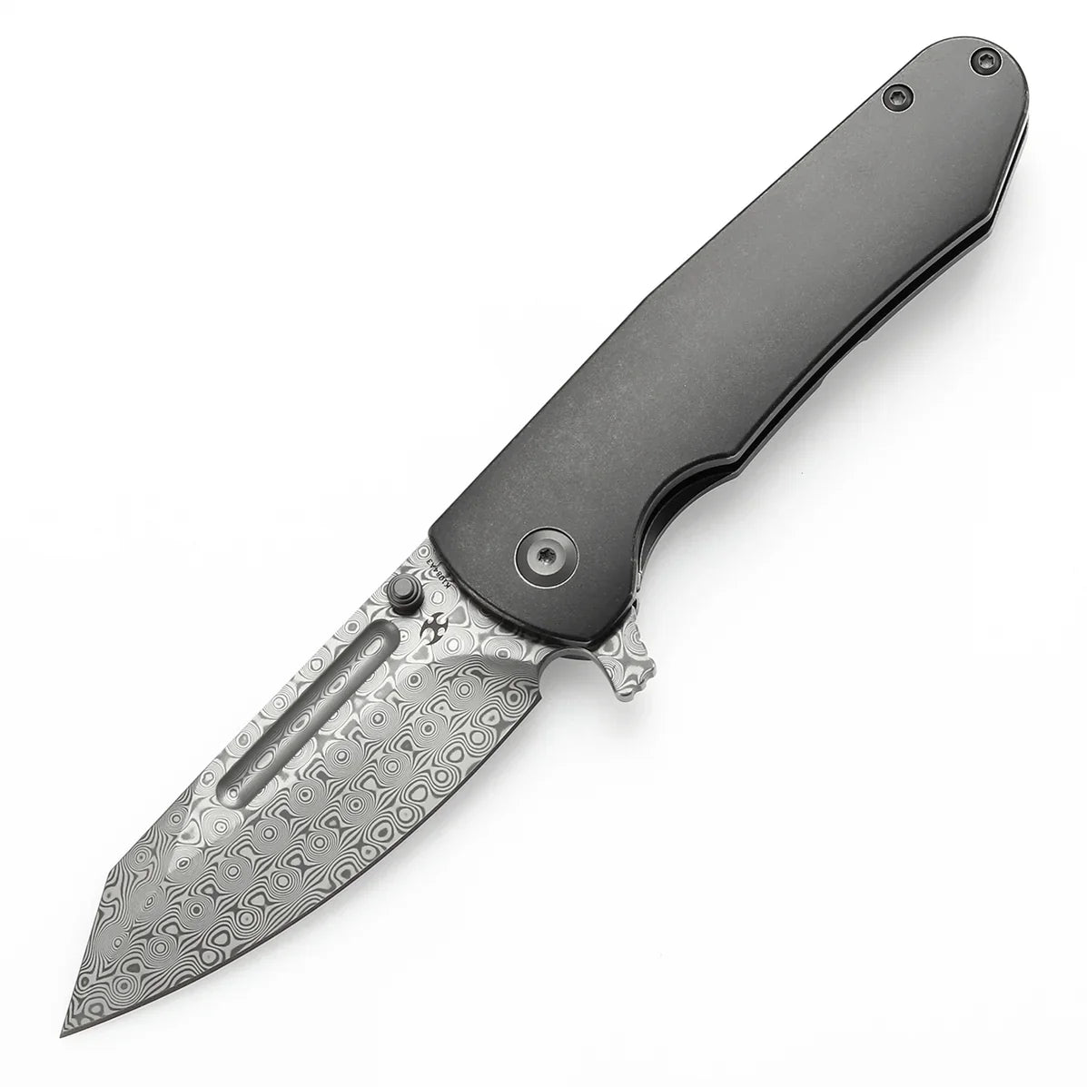 Kansept Superhawk 3.89" Blackwash Titanium Black Damascus K1084A3