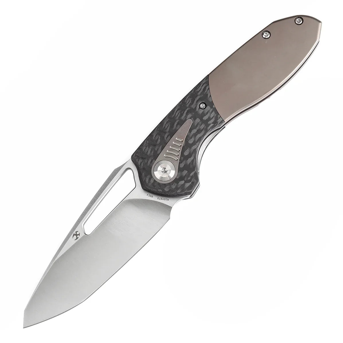 Kansept Thoth 3.43" CPM 20CV Twill Carbon Fiber+ Titanium Bronze Handle K1075T3