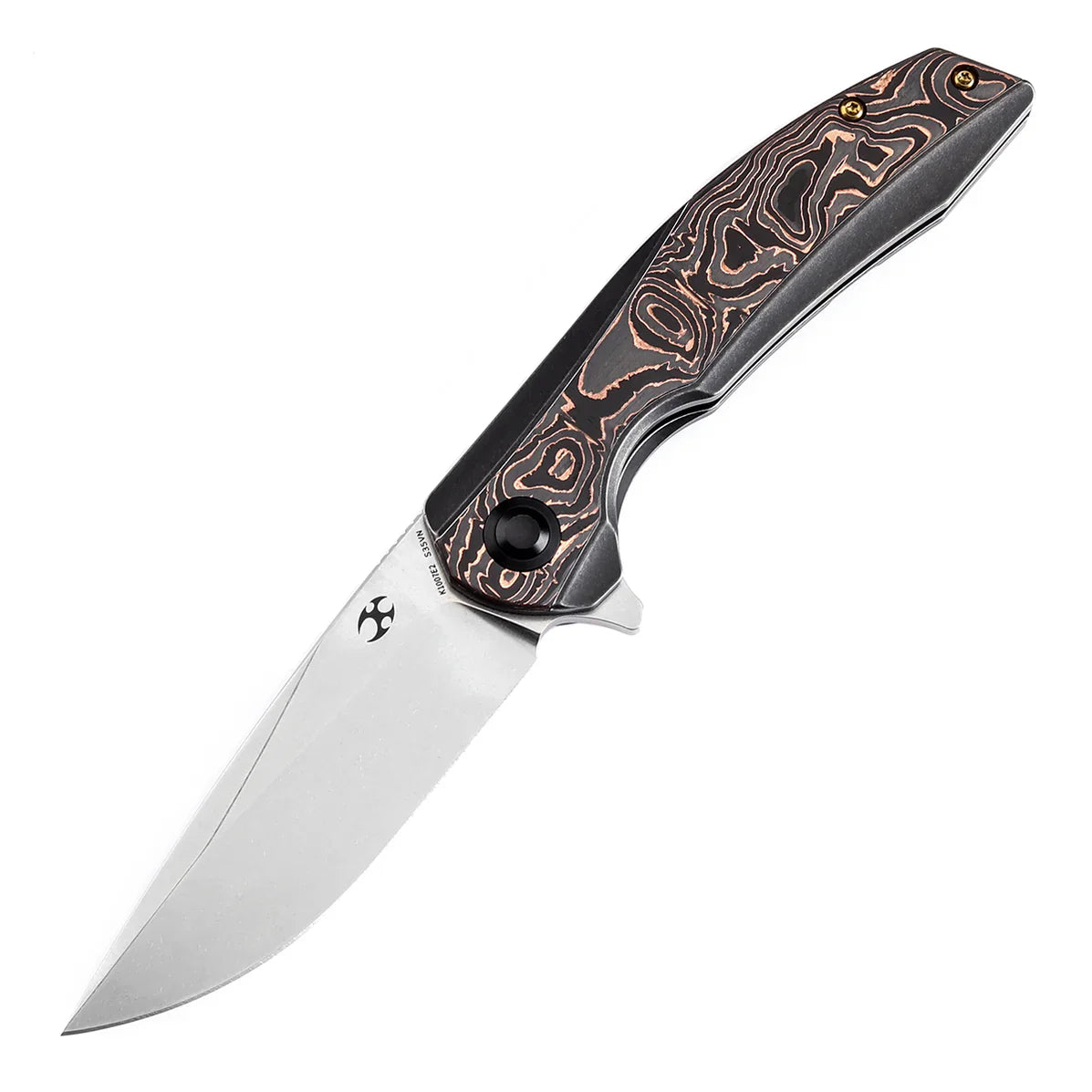 Kansept Accipiter 3.50" Stonewashed CPM S35VN Titanium+Copper Carbon Fiber K1007E2