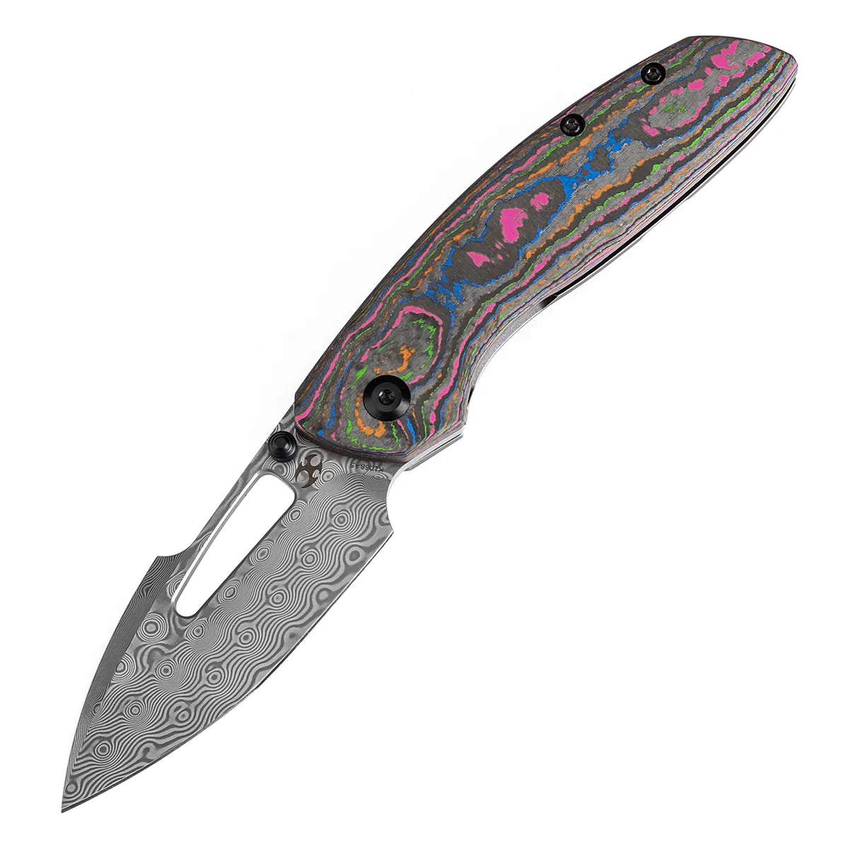 Kansept Link 3.0" Damascus 80S Camo Carbon Fiber + Blackwash Titanium Black K1068A5