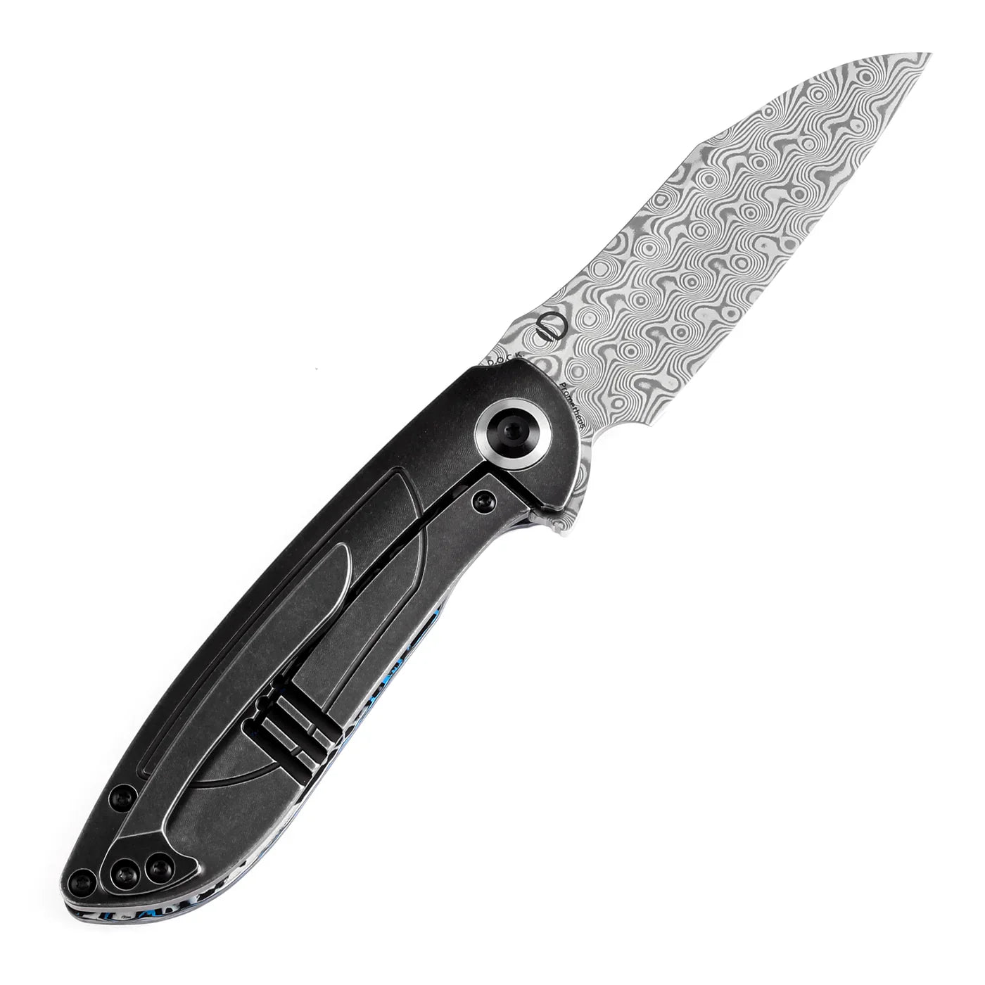 Kansept Prometheus 3.29" Damascus Blue White Nebula Carbon Fiber White Blue K1040A3