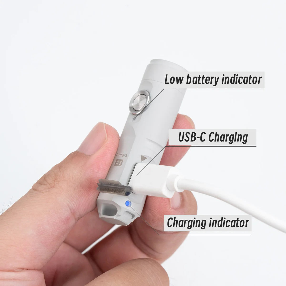 RovyVon A3 G4 650 Lumen Keychain Flashlight USB-C Rechargeable Cool White 6500K - Mao White