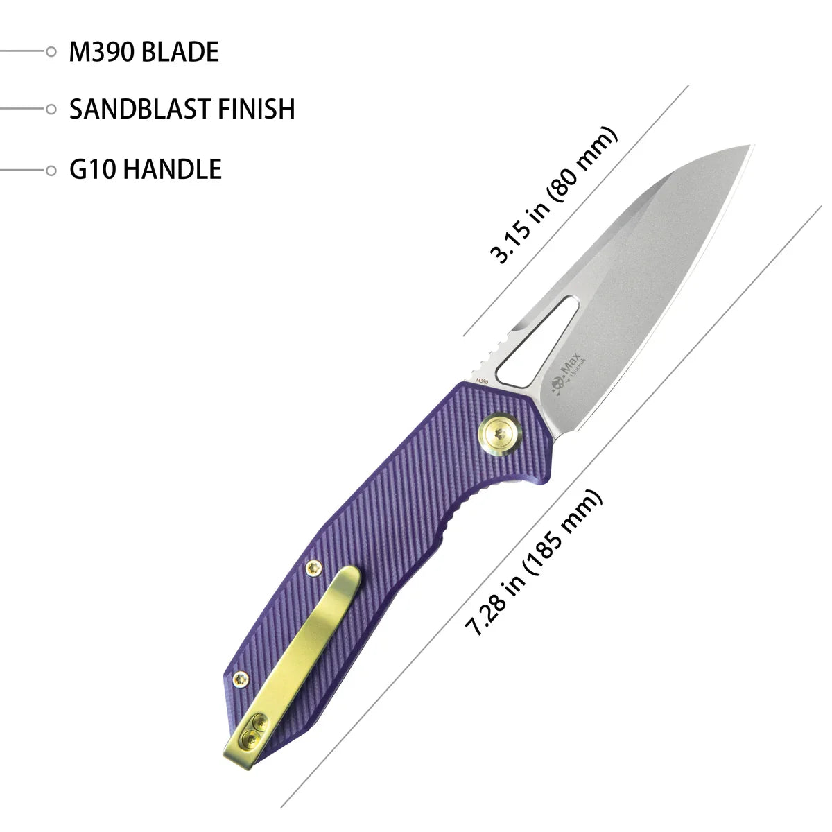 Kubey Knife Vagrant 3.15" M390 Purple G10 KUB291S