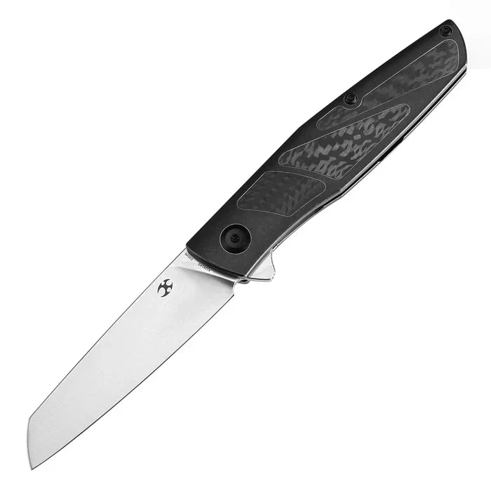 Kansept Cru 3.46" CPM-S35VN Stonewashed Blackwash Titanium & Twill Carbon Fiber Black K1092A5
