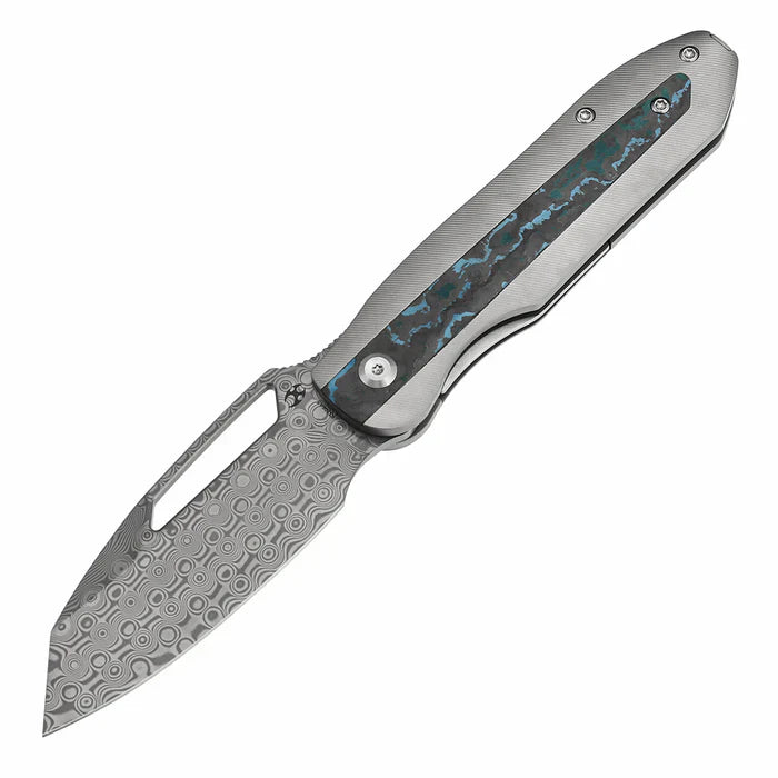 Thunderhead Damascus Stonewashed Titanium with Artic Storm Carbon Fiber