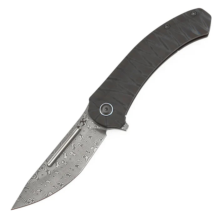 Hira Damascus Tiger Stripe Flamed Titanium