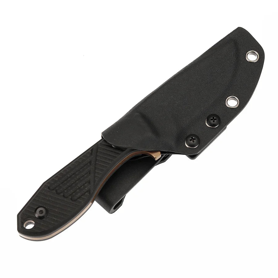 Tenable Tiny Dancer G014A1 – 3.17" Rose Gold Coated D2 Drop Point Blade, Black G10 Handle, Fixed Blade EDC Knife