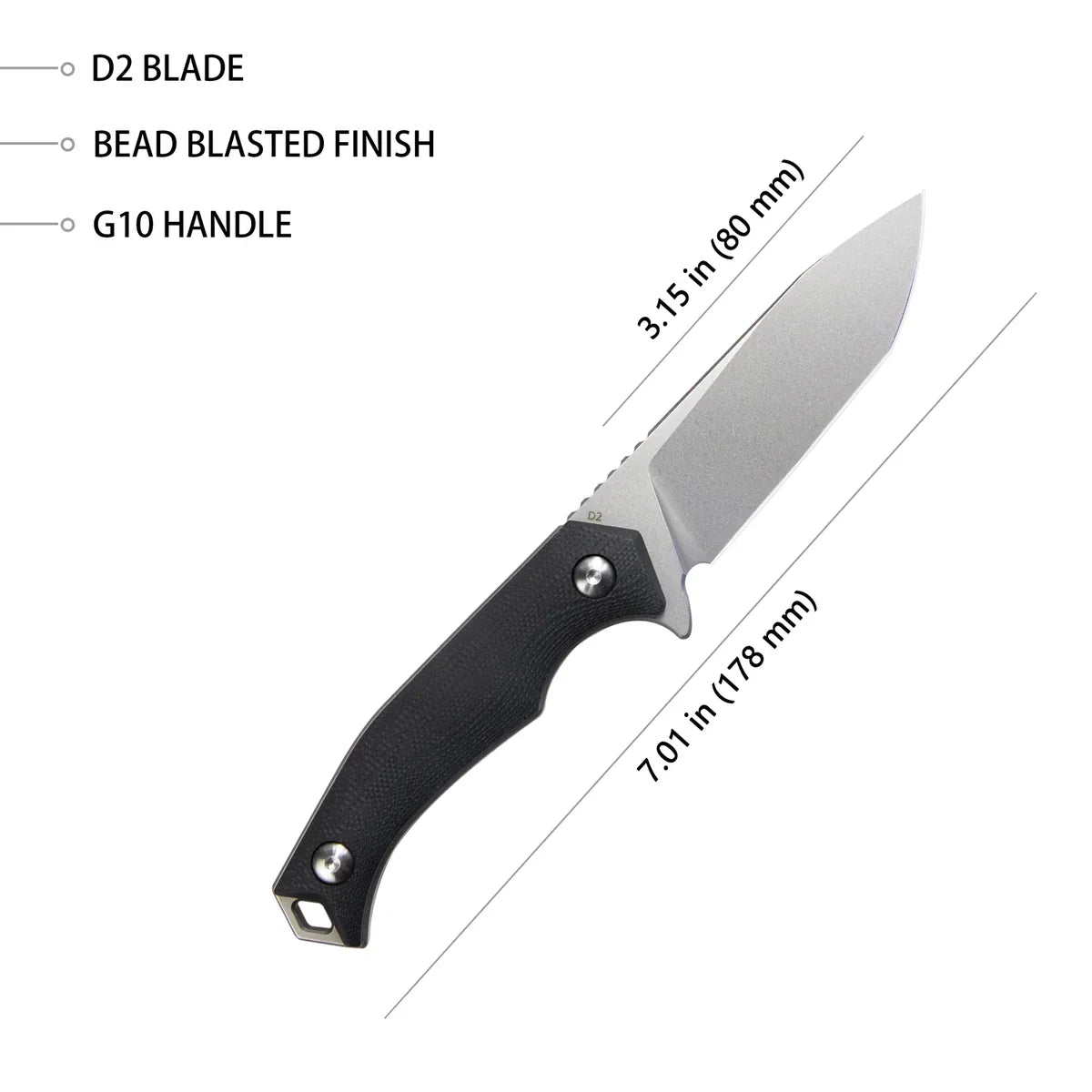 Kubey Knife Swordfish 3.15" D2 Black G10 KUB184D