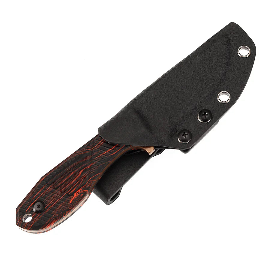 Tenable Tiny Dancer G014A2 – 3.17" Rose Gold Coated D2 Drop Point Blade, Black & Red G-mascus Handle, Fixed Blade EDC Knife