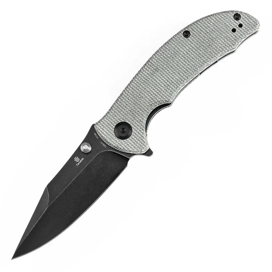 Tenable Rei T1061A2 – 3.3" Blackwash 14C28N Blade, Green Micarta Handle with Liner Lock