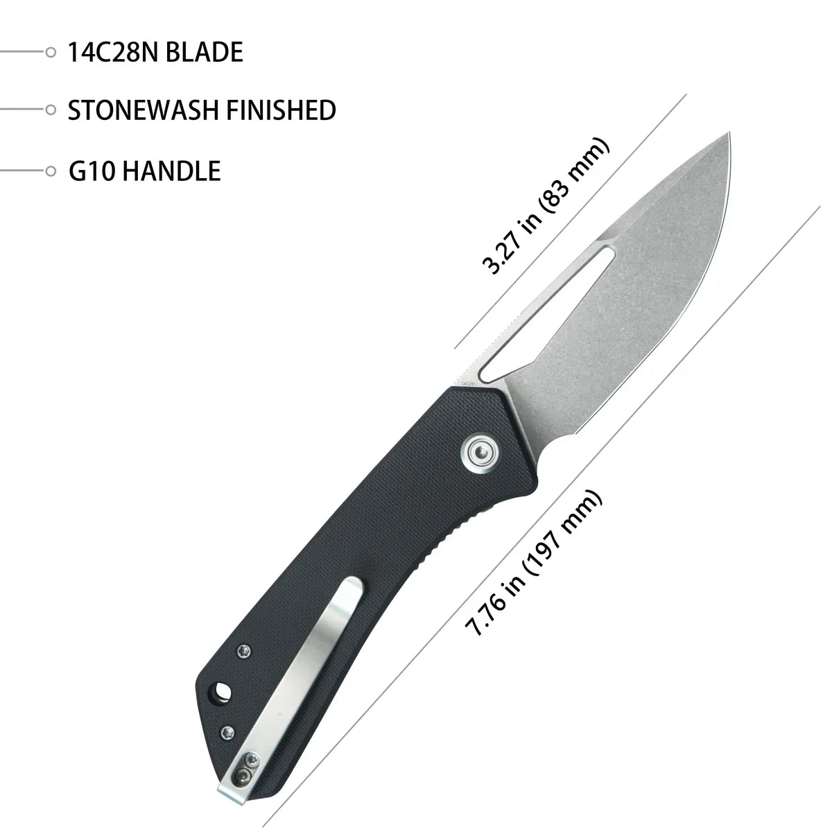 Kubey Knife Thalia 3.27" D2 Black G10 KUB331L