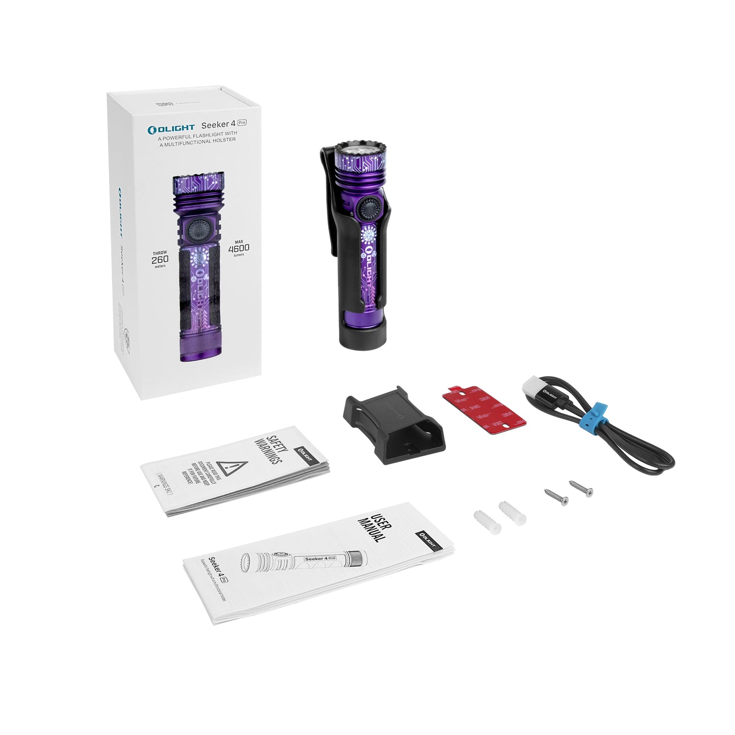 Olight Seeker 4 Pro Cyber Violet Flashlight â€“ 4,600 Lumens, USB-C & MCC Rechargeable