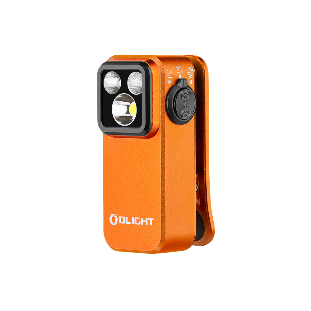 Olight Oclip Pro S – 600 Lumen Clip Flashlight w/ UV, RGB & Magnet (Orange)