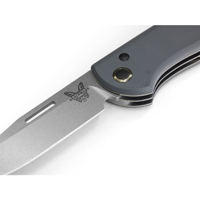 Benchmade 317 Weekender closed view showing gray G10 handle scales