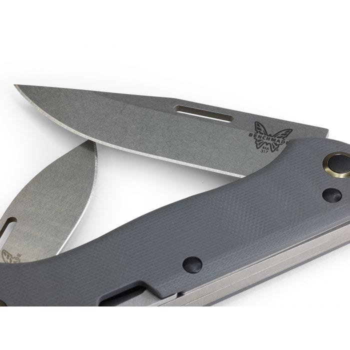 Benchmade 317 Weekender open position showing CPM-S30V clip point and secondary blade